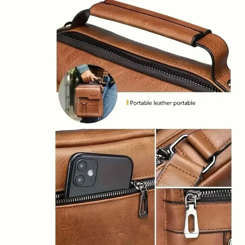 NWT WEIXIER Vintage Tan Camel Shoulder Spacious Multi-Pocket Office Travel Bag